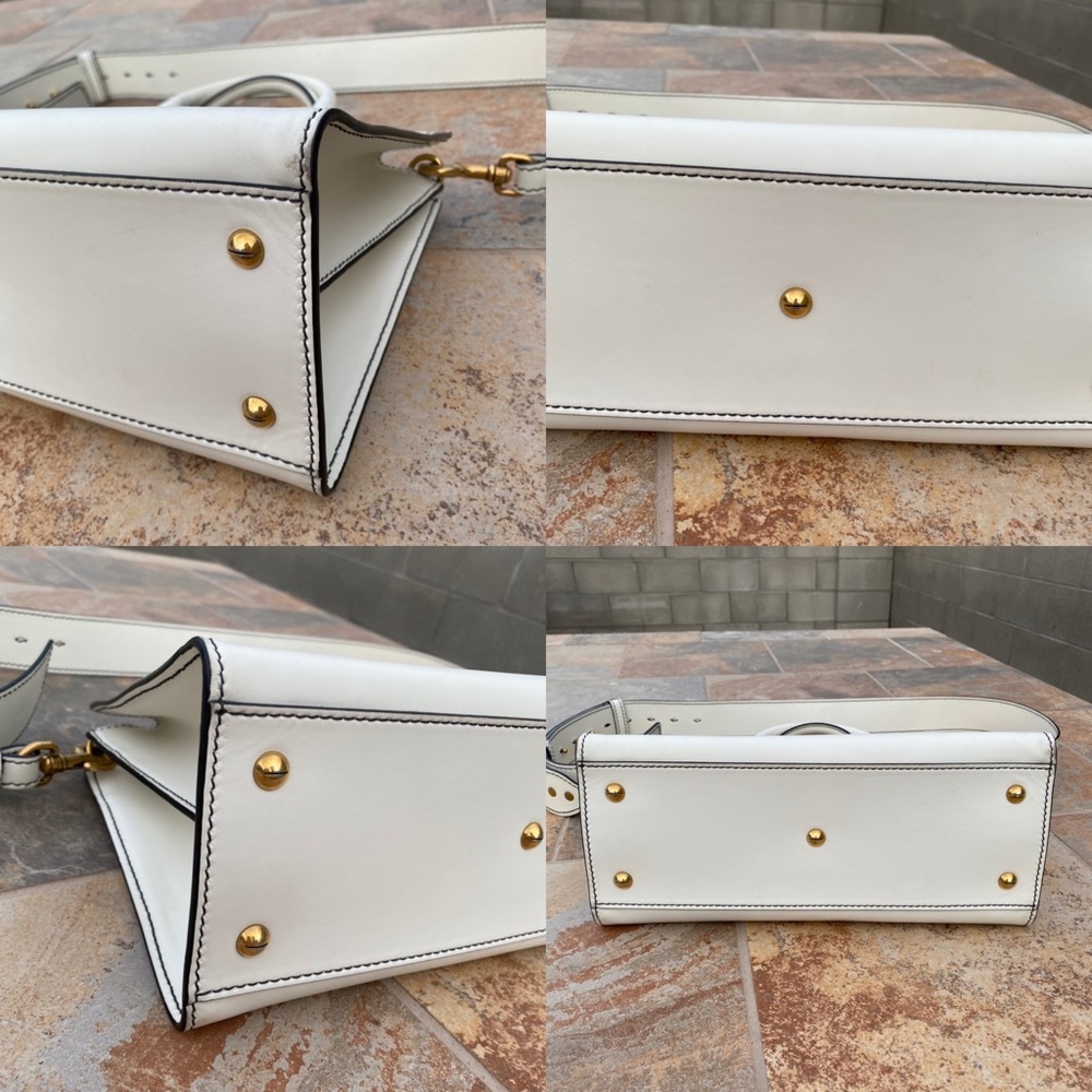 SOLD Christian Dior White Leather D-Bee Top Handle Bag - Picture 13 of 16